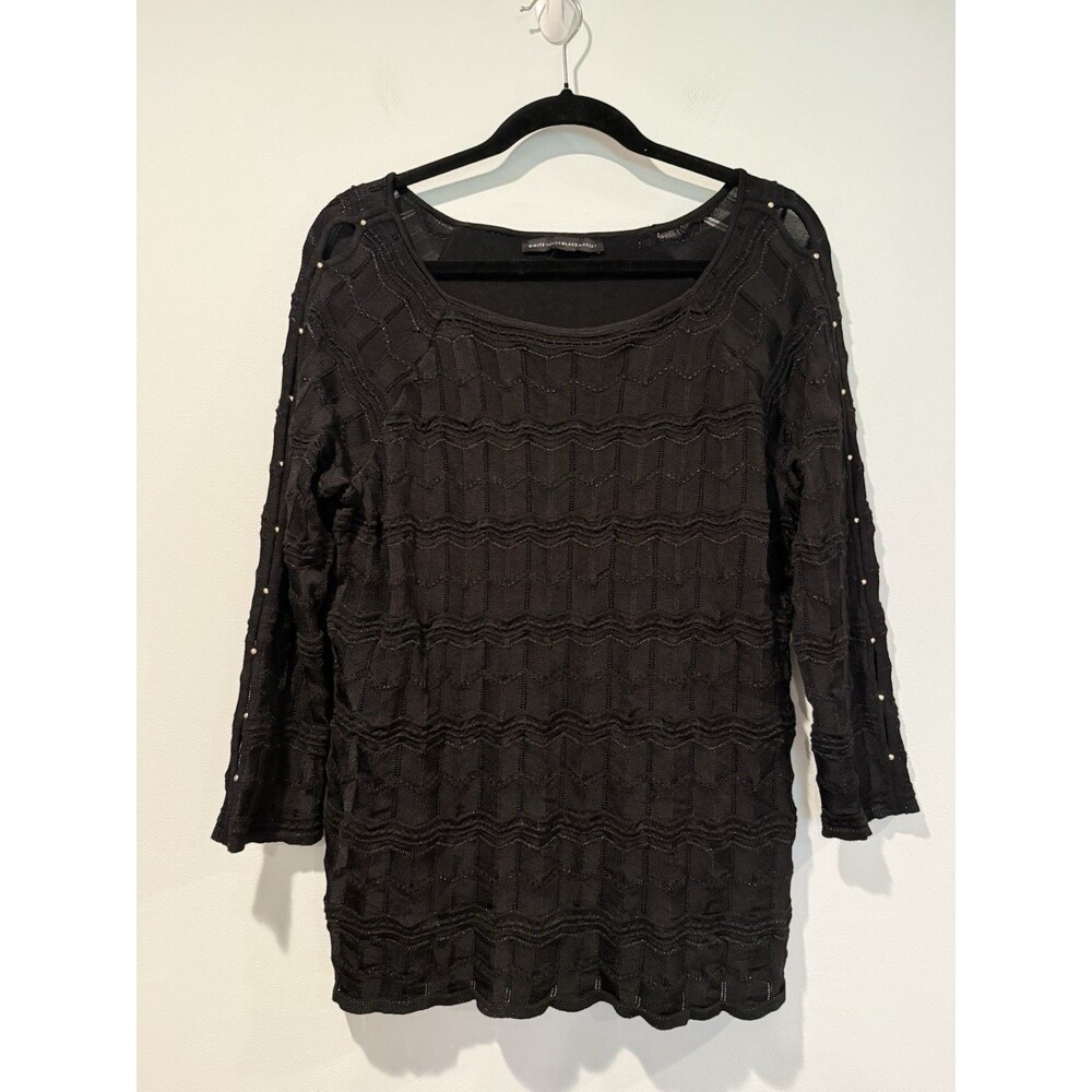 WHBM Whimsigoth Knit Top Medium* Black Gothic Coquette Stretch Party Travel
